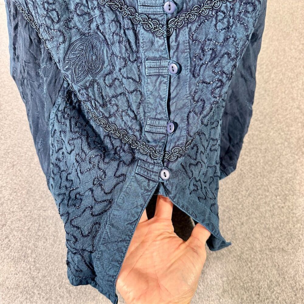 Naqui New York Blue Embroidered Boho Maxi Skirt Size M - Picture 4 of 11